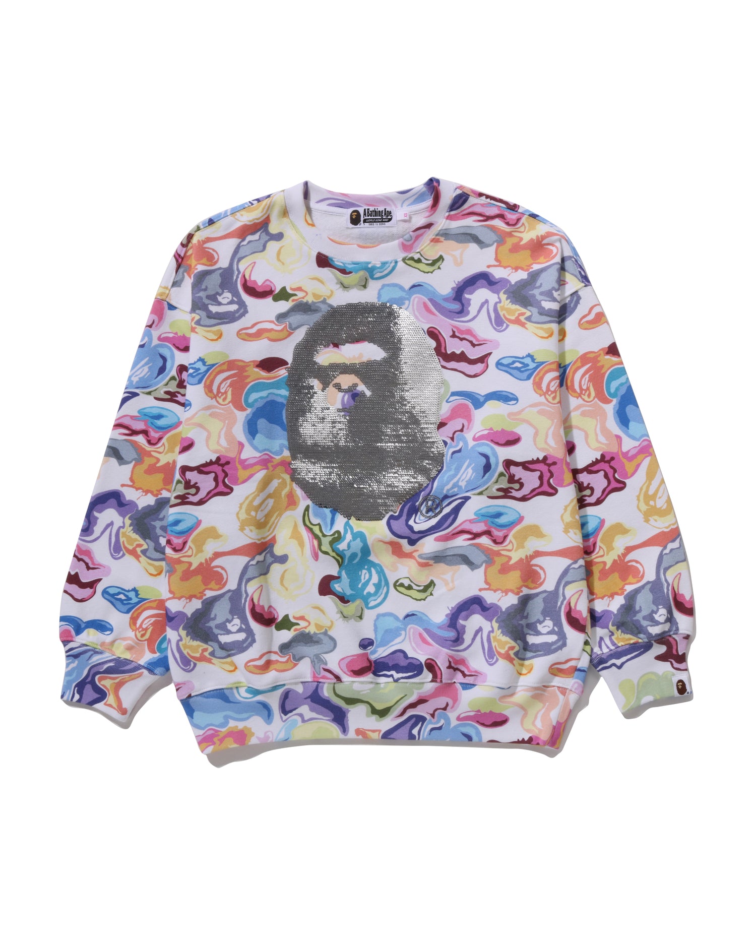 A BATHING APE® Art Camo Ape Head Relaxed Fit Crewneck Sweatshirt