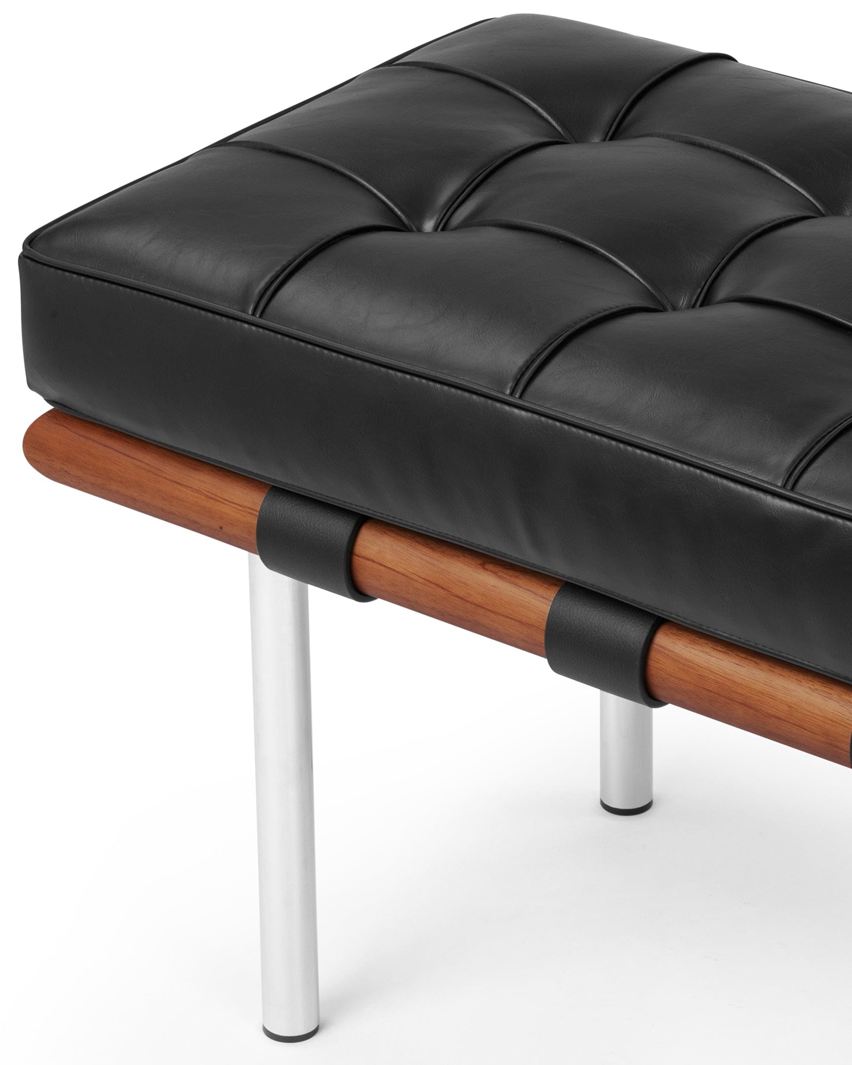 Manhattan Two Seater Bench, Black Premium Leather – ICONS