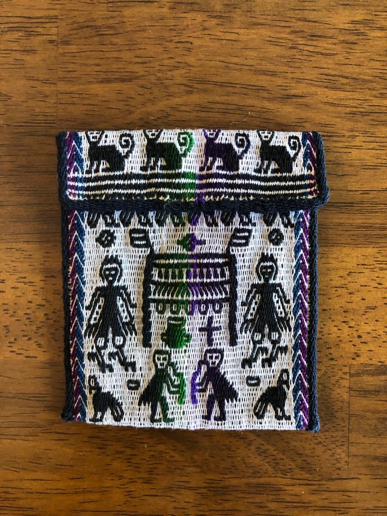 機織りポシェット 青