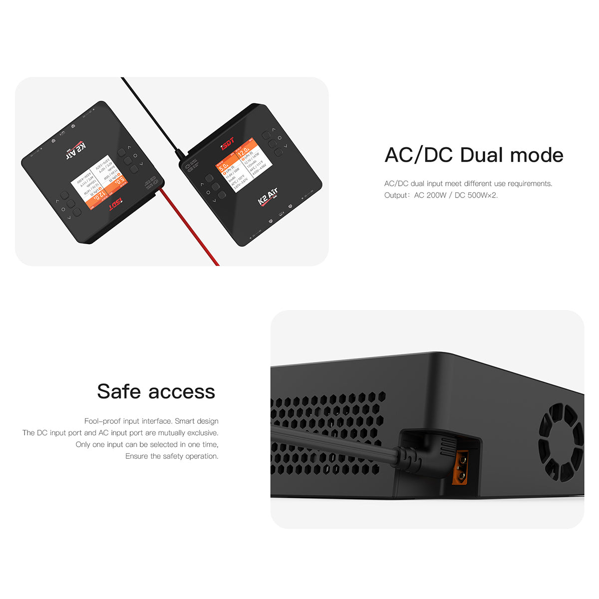 K2 Air Bluetooth Remote Control Lipo Charger,AC/DC 200W/500Wx2 20A