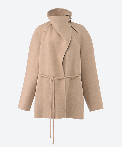 COWL NECK RAGLAN HANDMADE HALF COAT