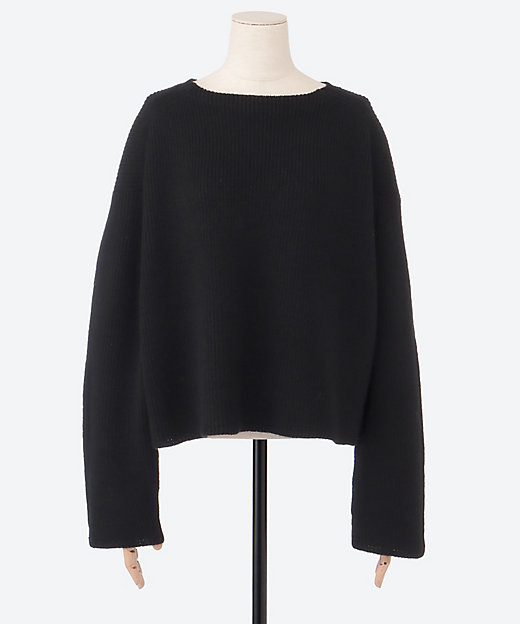 7G片畦編みメリノウールショート丈クルーネックセーター | SLOANE