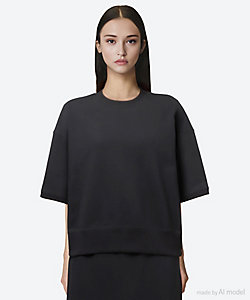 12G天竺コットンダブルフェイスセミラグランスリーブ セーター