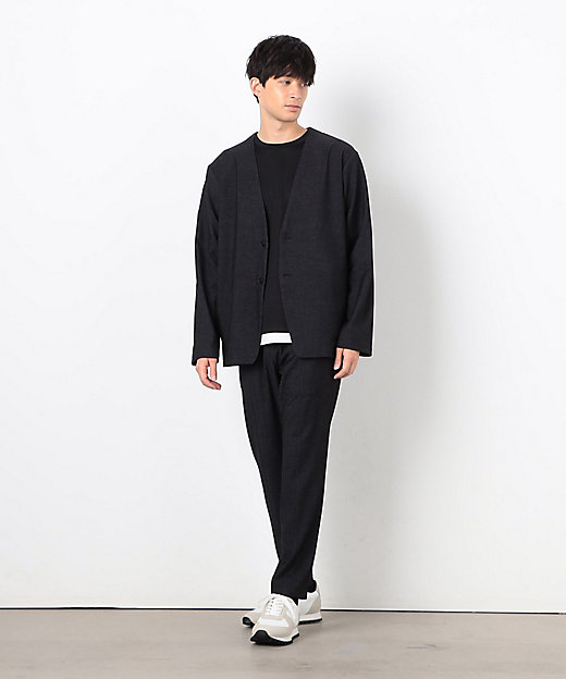 セットアップ対応】デニムライクジャージー ノーカラージャケット