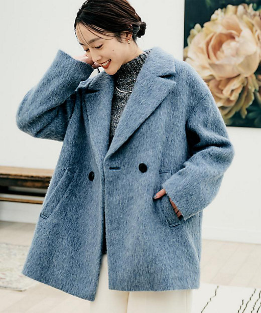 エレガントジャケット／アウター】イタリアンシャギーPコート