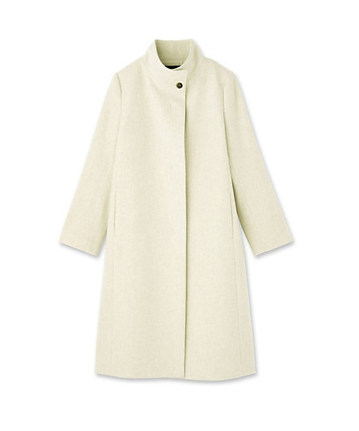 名品コート／日本製】ウール100％スタンドカラーロングコート