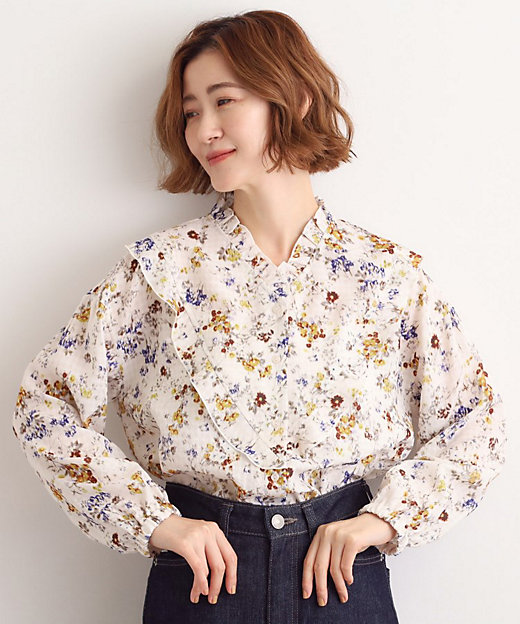 カスリフラワープリントブラウス（2002548577） | GROVE