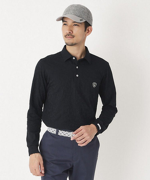 ボタニカルジャカード長袖ポロシャツ（2002593346