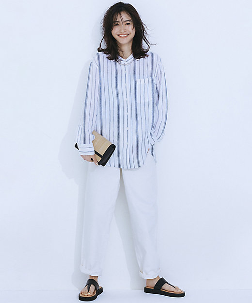 洗える】LIBECO バンドカラー シャツ（BL27CM0510