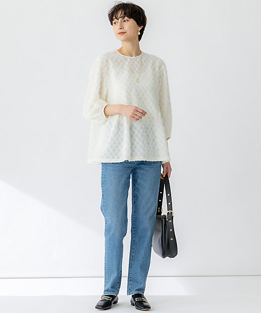 洗える】シアーカットジャカード ブラウス（BLWOGM0314