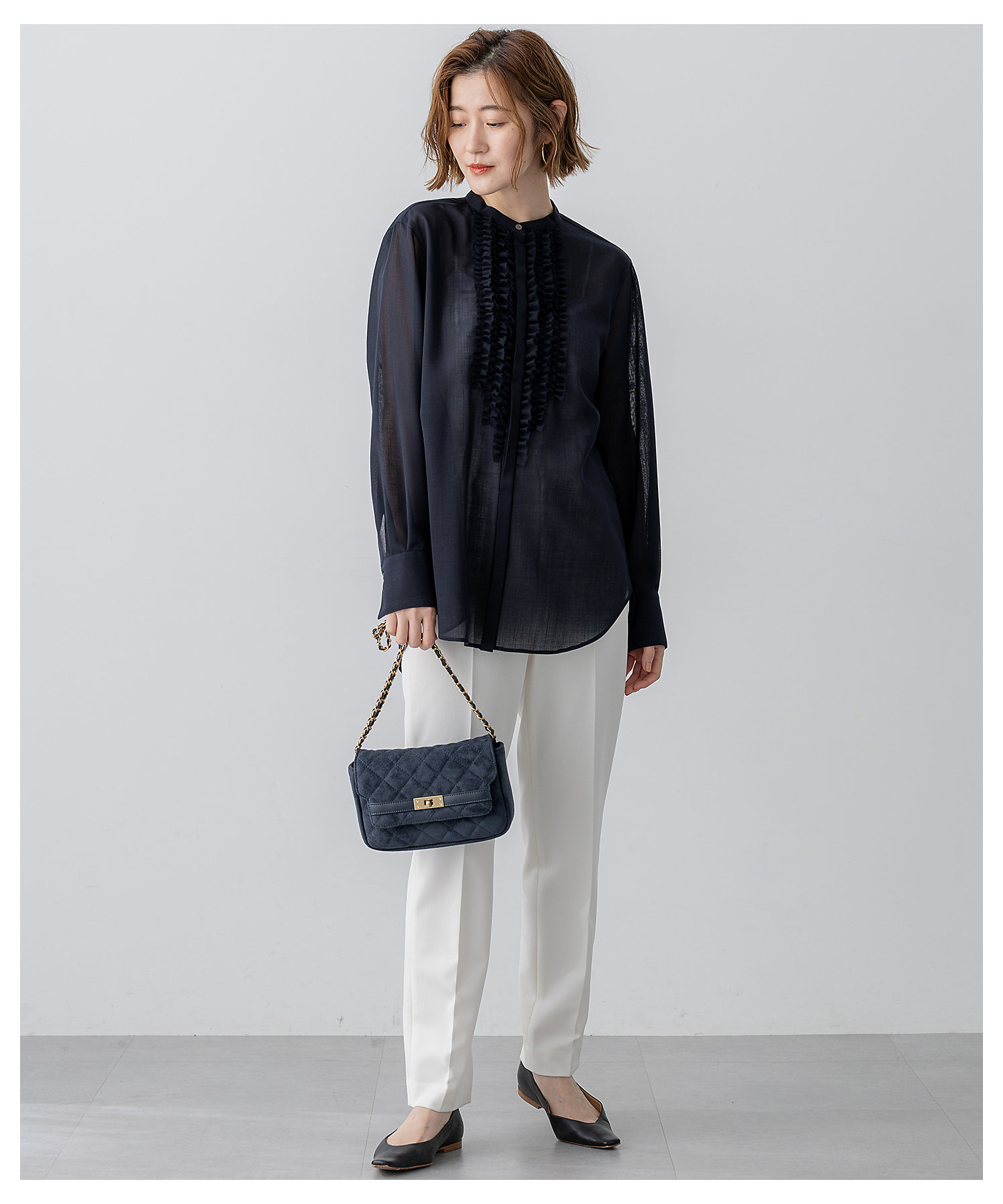 VERY11月号掲載／洗える】TWボイル フリルディテール ブラウス