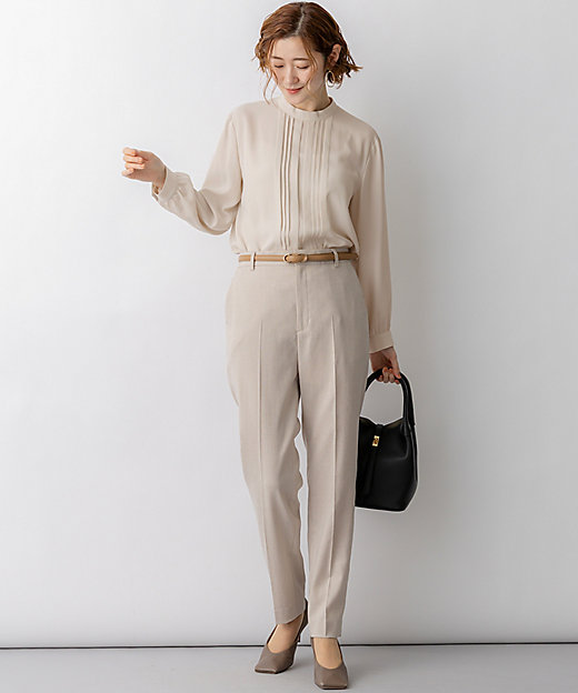 バックサテンアムンゼン フロントタックブラウス