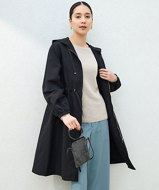 撥水加工・UVケア・洗える】ライトグログランフーデッド コート