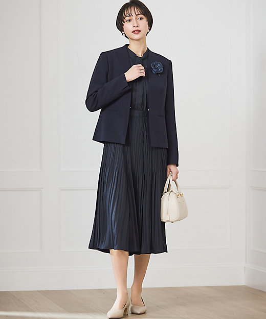 セットアップ対応／洗える】トリアセダブルジョーゼット ノーカラー