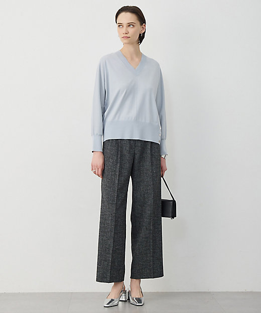 クリアレーヨンストレッチ Vネックニット（KRCMLM0302