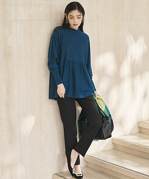 洗える】ウールギャザー ドルマンスリーブ ニット