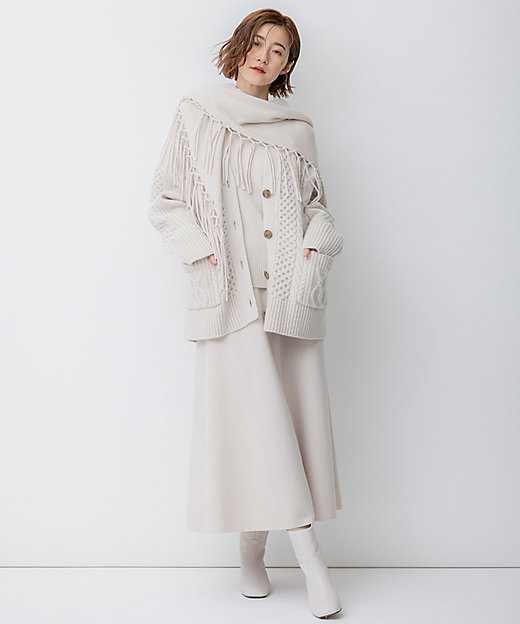 洗える】ウールカシミヤ アランパターン カーディガン