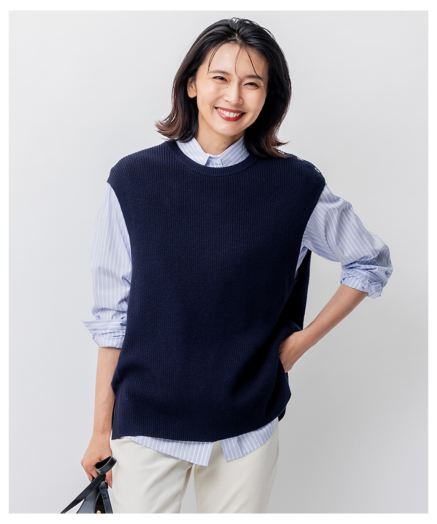 洗える】コットンカシミヤ ニットベスト（KRWSSA0357） | 23