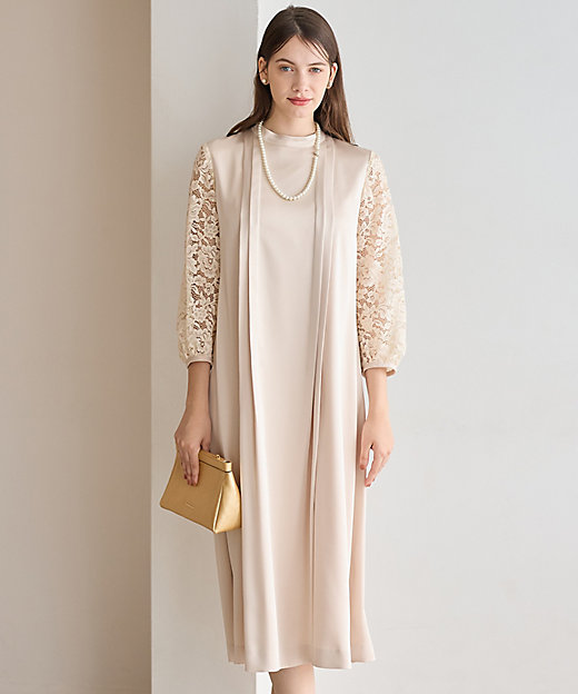 APPLAUDIR】ノーブルサテン レースコンビドレス