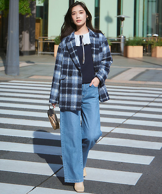 一部店舗限定】アルパカシャギーチェック コート