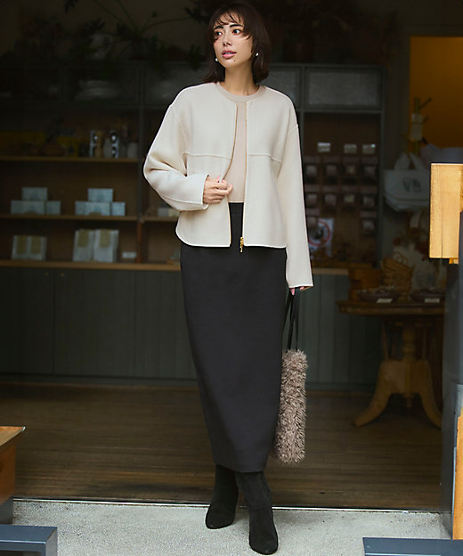 ウールライトリバー ノーカラー ショートコート（SCWOGW0408