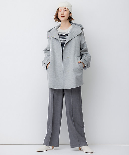 ウールカシミヤビーバー フード付き ショートコート