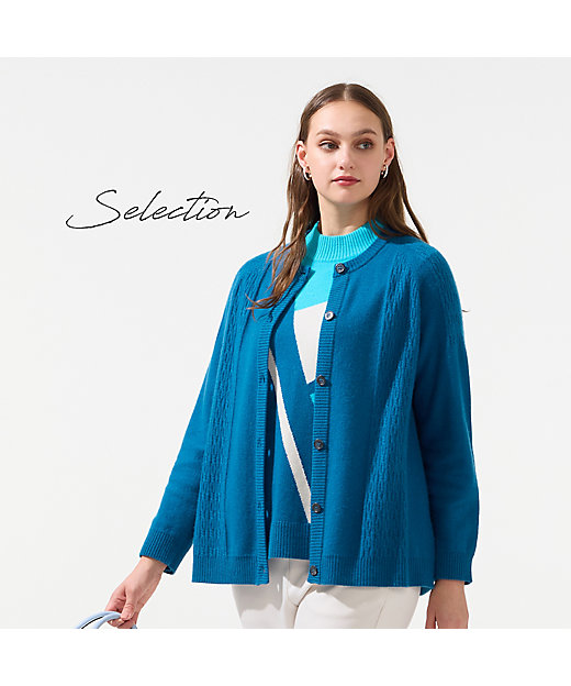 L～4L／アンサンブル対応】カシミヤニットカーディガン