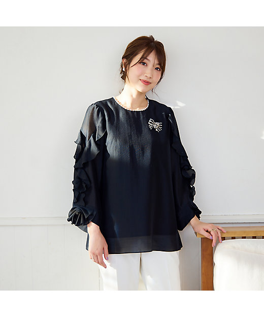 フリルリボン袖ブラウス（51032520） | Rose Tiara (Women