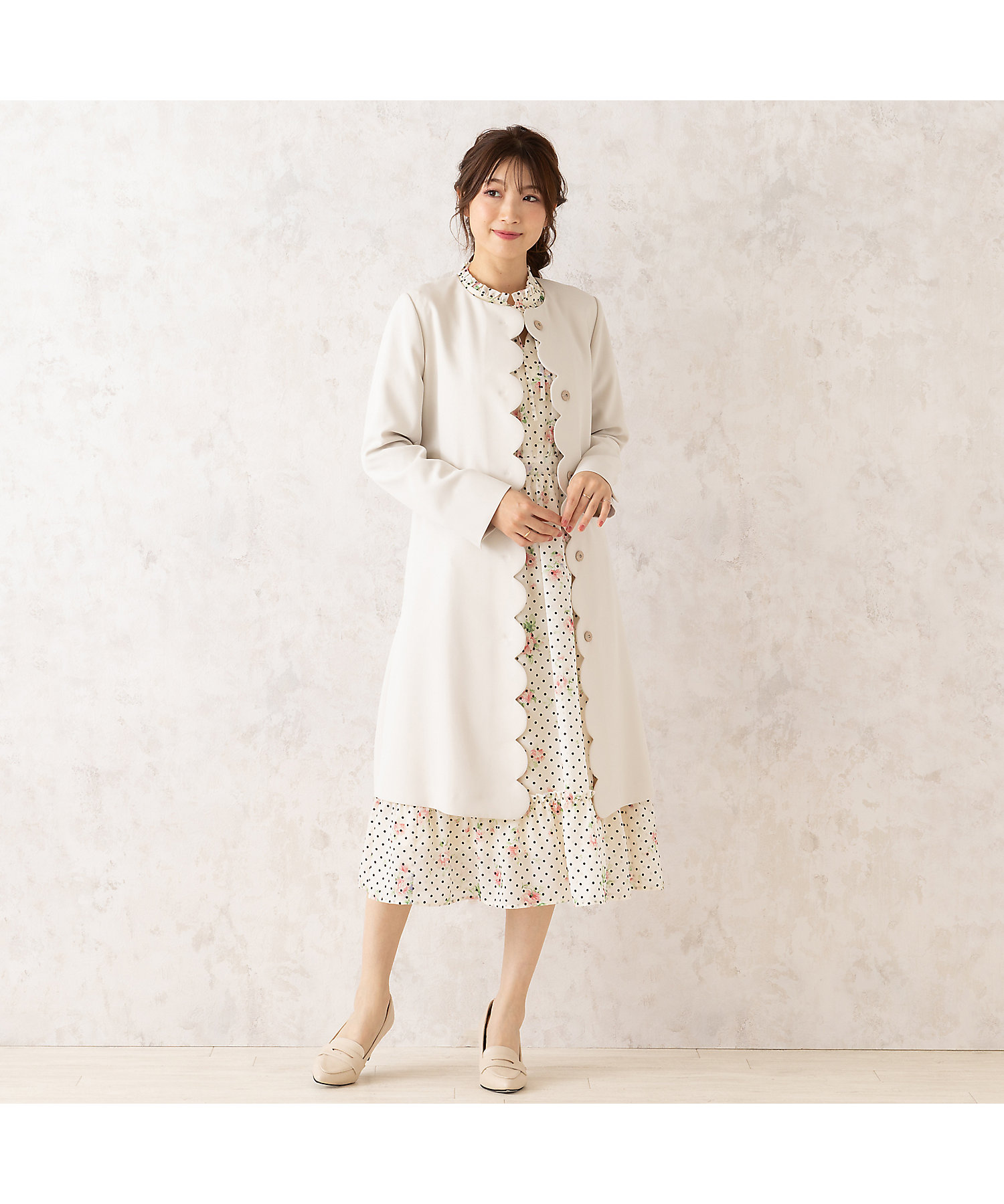 ダブルクロスノーカラーコート（51101501） | Rose Tiara