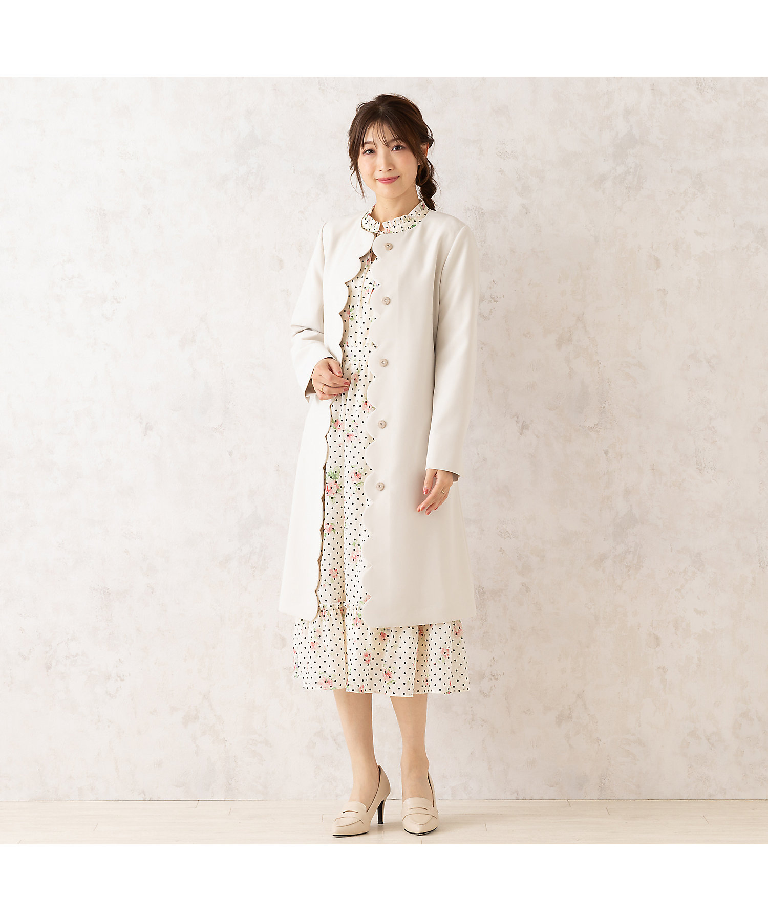 ダブルクロスノーカラーコート（51101501） | Rose Tiara