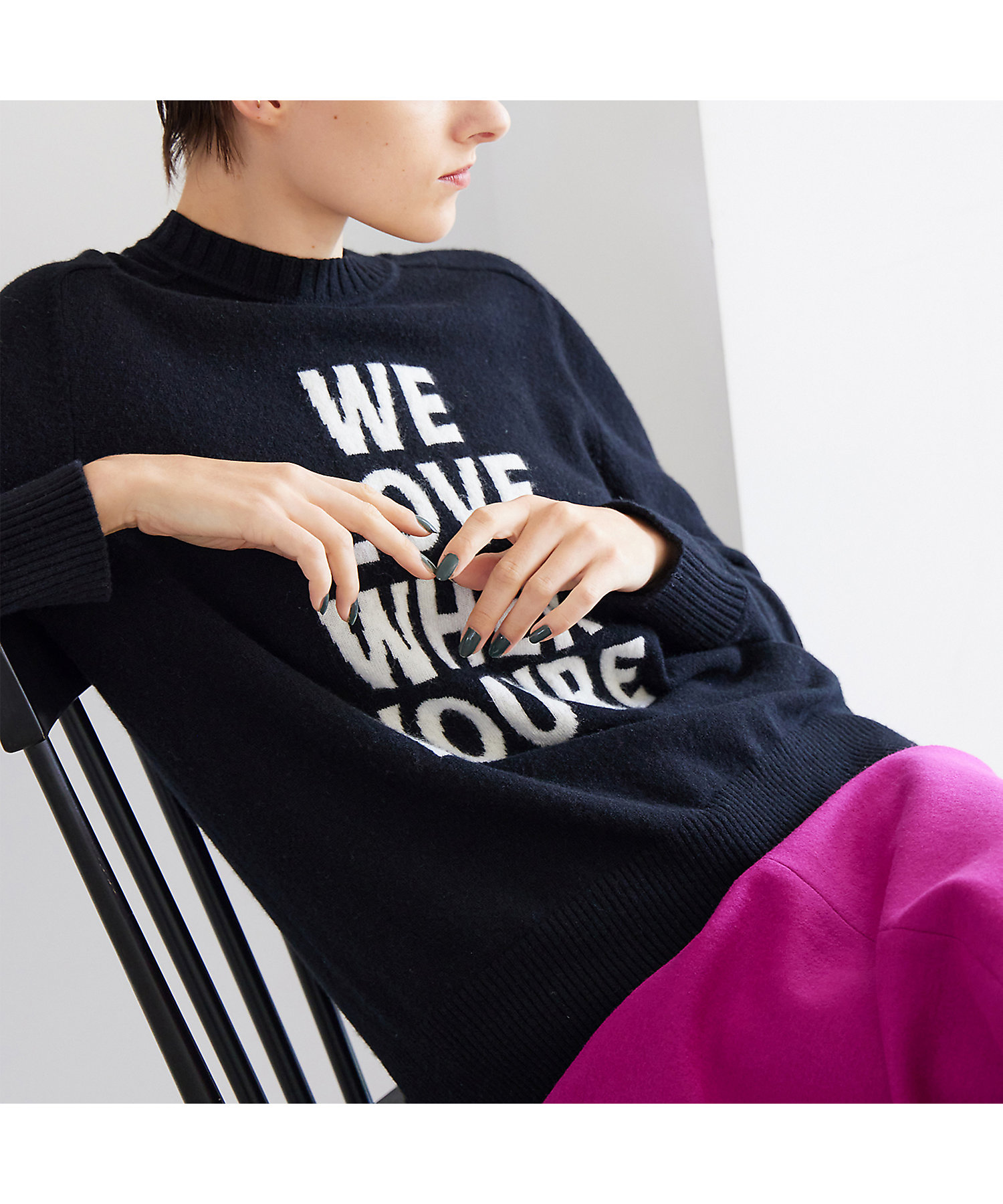 カシミヤ100％ロゴインターシャニット（81136413） | R-ISM