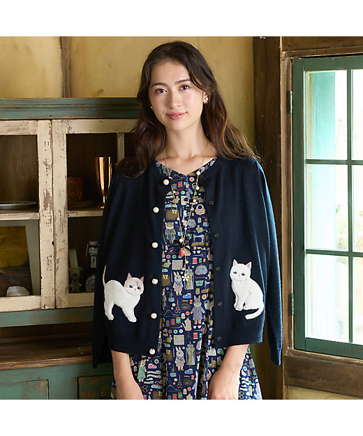 ネコアップリケニットカーディガン（82136402） | Rose Tiara