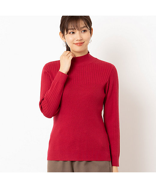 アンサンブル可】ハイネックリブ編みセーター（12136451