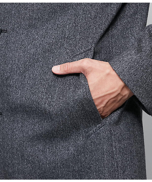 カシミヤ混 ヘリンボーン ビーバー コンバーチブルカラーコート