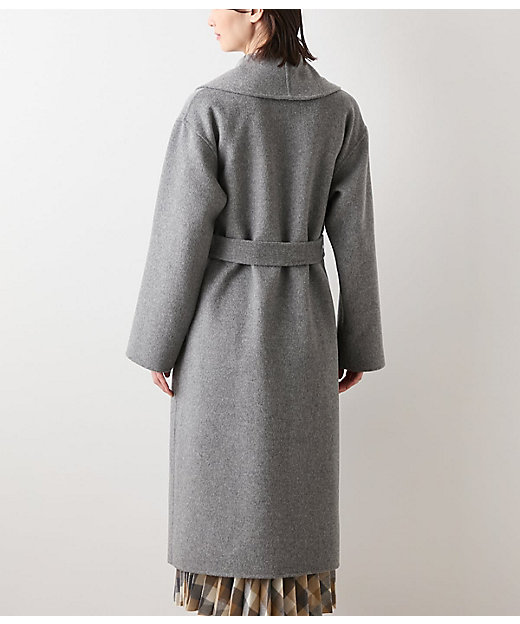 L】ウールナイロンリバー ショールカラーロングコート