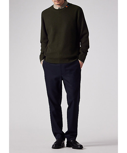 マルチカラーリブ クルーネックニット（253401547Z） | Paul