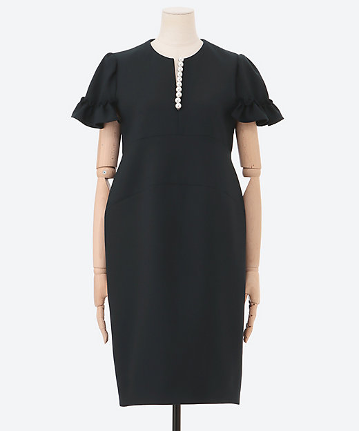 ギャザースリーブパールスリットラインドレス YCD－625－001