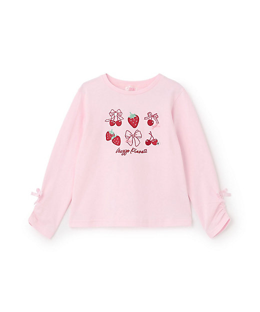 イチゴチェリーアップリケ 長袖Tシャツ 6061201 | mezzo piano