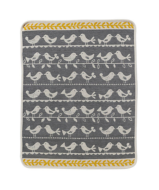 シュニールコットンミニブランケット バーズ グレー | KLIPPAN