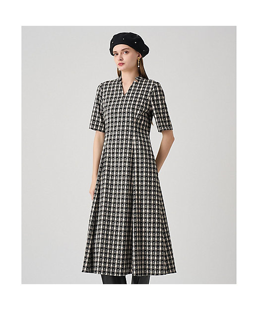 セットアップ対応商品】ツイーディージャカードキーホールネック