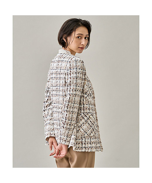 セットアップ対応商品】ラメスラブツイードロング ジャケット | ANAYI