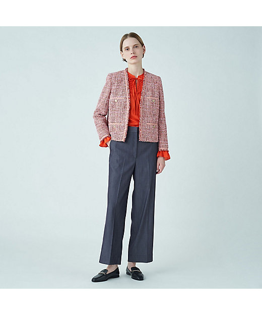 スラリットヤーンツイード Vカラージャケット | maison TOMORROWLAND