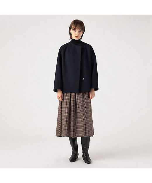 ウールメルトン ノーカラーショートコート | maison TOMORROWLAND