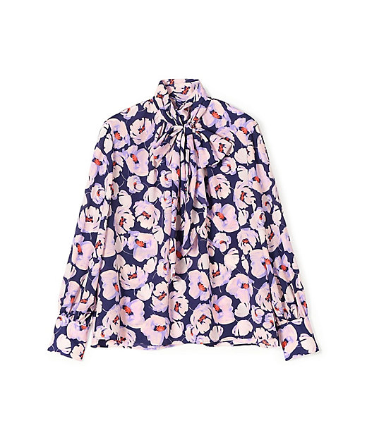 フェザリーフラワープリント ボウタイブラウス | maison TOMORROWLAND