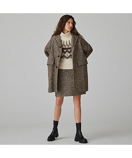 ヘリンボーンツイード オーバーサイズドコート | maison TOMORROWLAND