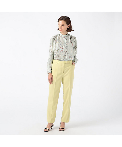 メッシュフラワープリント ショルダータックブラウス | maison