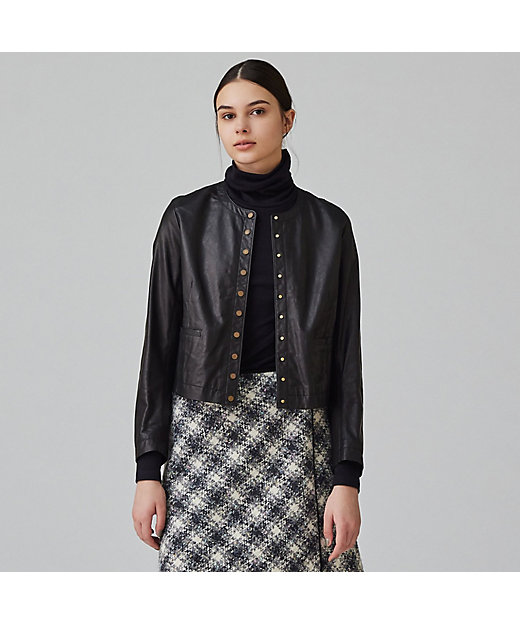 ライトセミベジタブルレザー ノーカラージャケット | maison