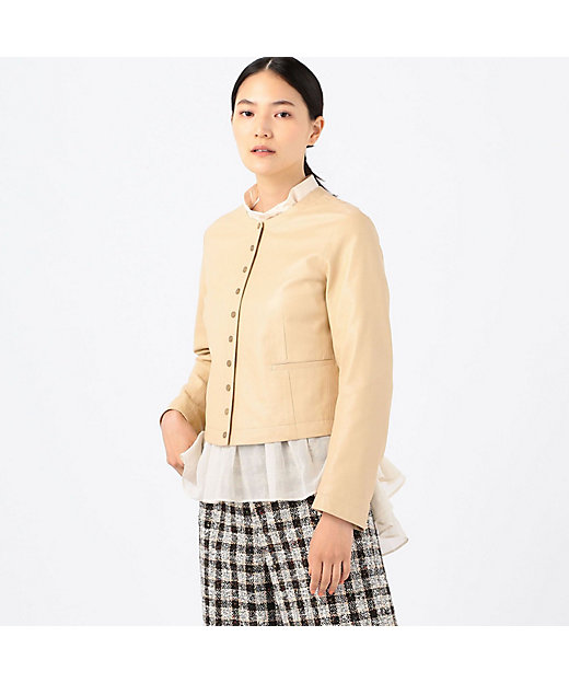 ライトセミベジタブルレザー ノーカラージャケット | maison