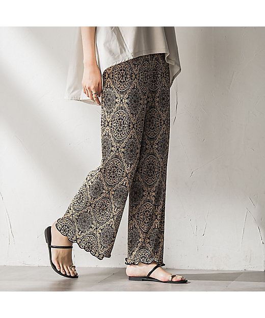 WEB限定】オリエンタル柄クリスタルプリーツパンツ≪手洗い可能