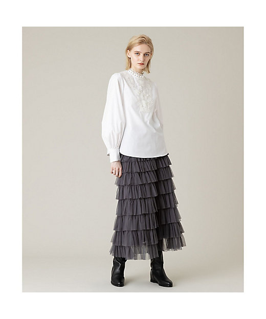 LOULOU WILLOUGHBY】レーストリムブラウス